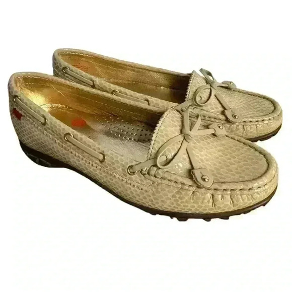 MARC JOSEPH NEW YORK womens Golf Genuine Leather Moccasin Gold Metallic Size 7 - Picture 2 of 11